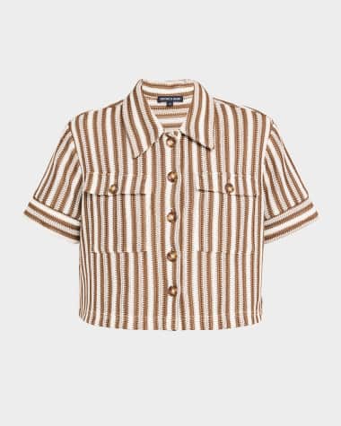 Veronica Beard Bouvier Stripe Short-Sleeve Top