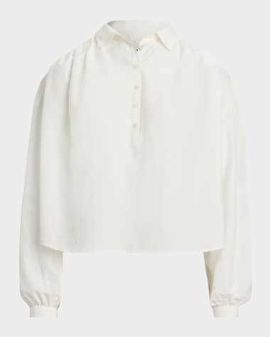Polo Ralph Lauren Pleated Cotton-Silk Shirt