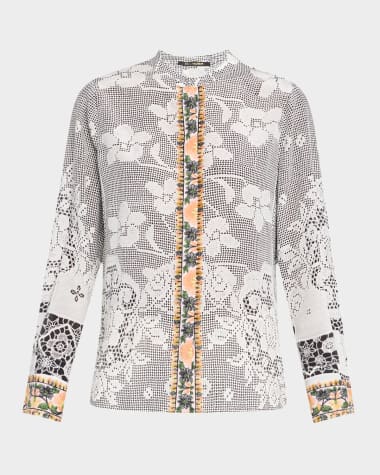 Kobi Halperin Eloise Lace-Print Silk Blouse