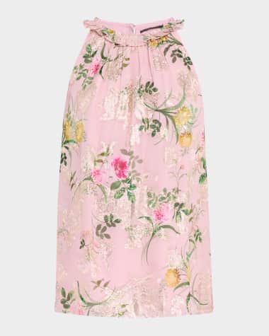 Kobi Halperin Charles Floral-Print Fil Coupe Halter Blouse