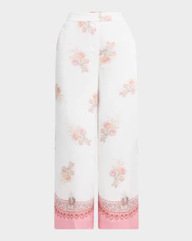Kobi Halperin Zoe Cropped Floral-Print Pants