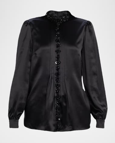 Dolce&Gabbana Embellished Collared Silk Blouse