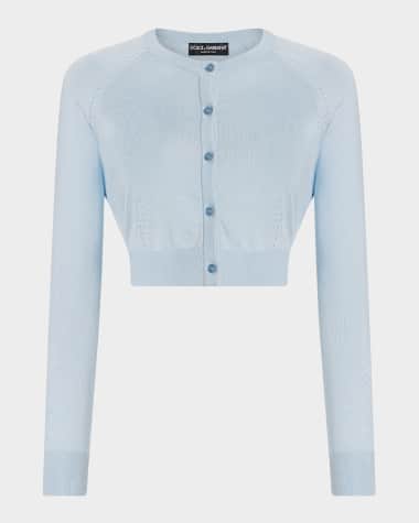 Dolce&Gabbana Pointelle Knit Crop Crewneck Cardigan