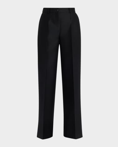 【関税込み】DOLCE GABBANA Women Straight Pants FTC9RTHS5S6 Flared wool gabardine pants in Black for Women