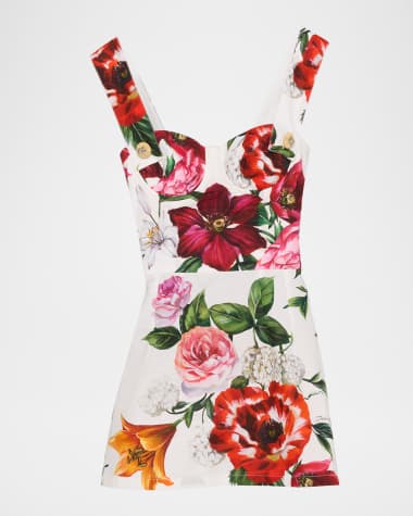 Dolce&Gabbana Floral Poplin Bustier Mini Dress