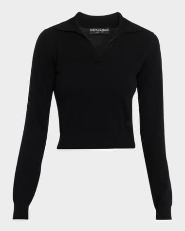 Dolce&Gabbana Cashmere Crop Henley Sweater