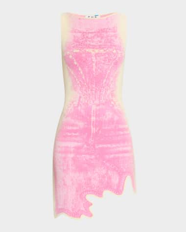 PH5 Hazel Denim Wavy Asymmetric Mini Dress