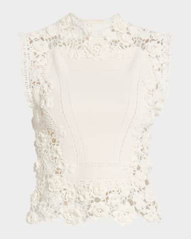 Ulla Johnson Gigi High-Neck Crochet Knit Top