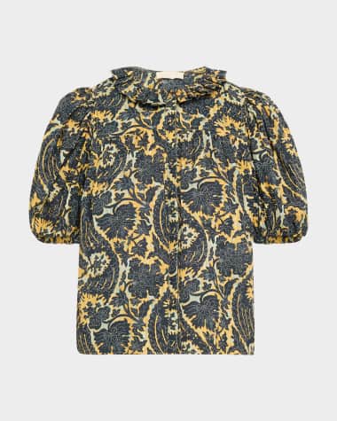 Ulla Johnson Amari Ruffle Short-Sleeve Blouse