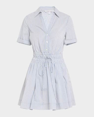 Veronica Beard Susan Stripe Short-Sleeve Mini Dress