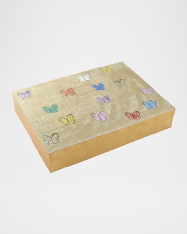 Hunt Slonem Summer Butterflies Gold Leaf & Lacquer Large Box