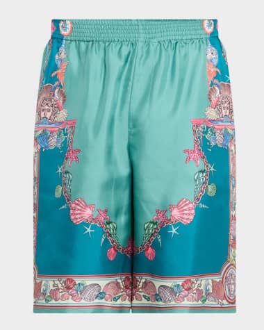 Versace Men's La Vacanza Silk Twill Pull-On Shorts