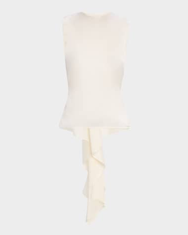 Helmut Lang Sleeveless Draped Silk Scarf Top