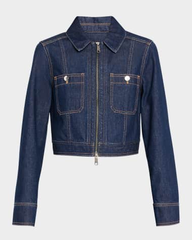 Veronica Beard Patty Fitted Zip-Front Denim Jacket
