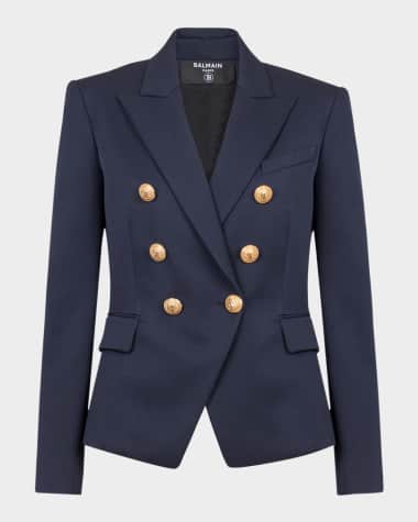 Balmain 6-Button Fitted Wool Jacket