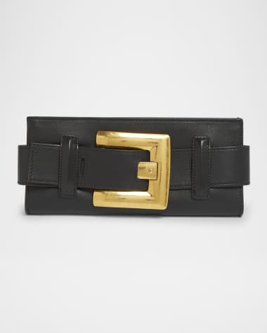 Balmain Anthem Belted Pouch Bag in Calfskin