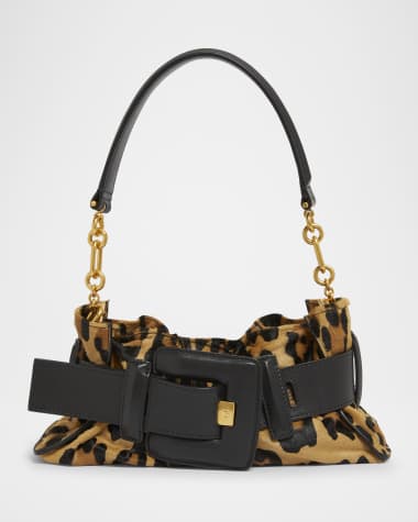 Balmain Anthem Mini Leopard Shoulder Bag in Calf Hair
