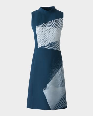 Akris Zig Zag Skimmer Sleeveless Dress