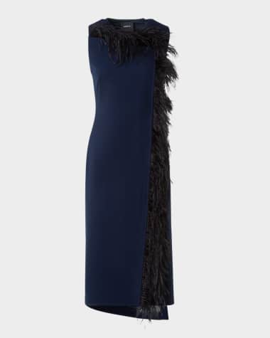 Akris Asymmetric Double-Face Wool Midi Dress