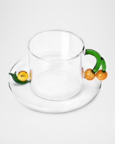 ICHENDORF Fruits & Flowers Teacup with Saucer, 10.1 oz
