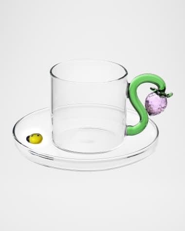 ICHENDORF Fruits & Flowers Coffee Cup with Saucer, 3.4 oz.