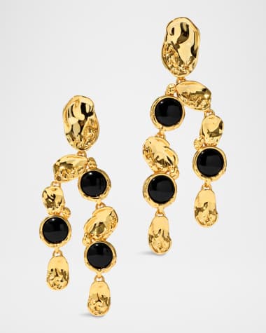Alexis Bittar Brut Onyx Coin Chandelier Earrings