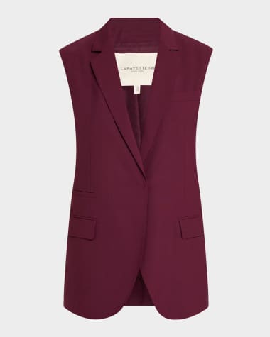 Lafayette 148 New York Neapolitan Pick Stitch Lightweight Wool Vest
