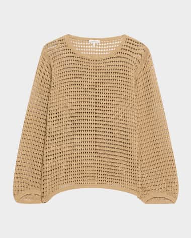 Lafayette 148 New York Open-Stitch Cotton Rope Yarn Sweater