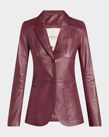 Lafayette 148 New York Single-Breasted Nappa Leather Blazer