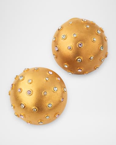 Oscar de la Renta Mini Crystal Sphere Stud Earrings