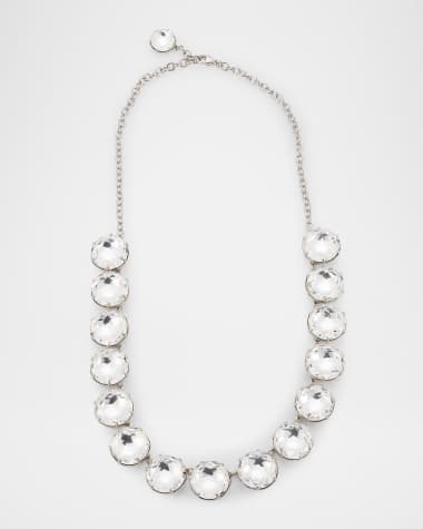 Oscar de la Renta Round Stone Necklace with Prongs, Silver