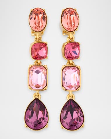 Oscar de la Renta Four Drop Crystal Earrings
