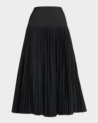 Maison Common Pleated Poly Taffeta Midi Skirt