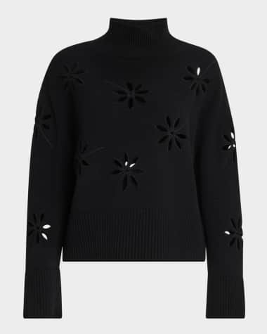 Maison Common Mock-Neck Cutout Wool-Cashmere Sweater