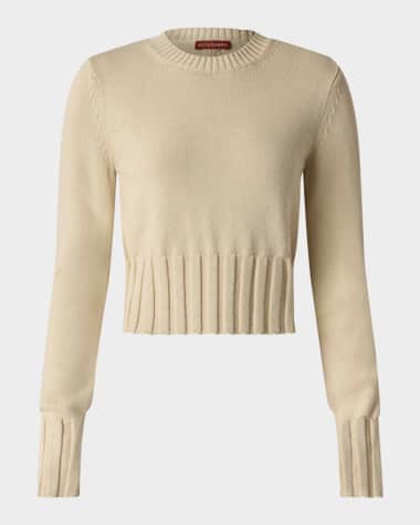 Altuzarra Livvy Wide-Rib Cuffs Crewneck Sweater