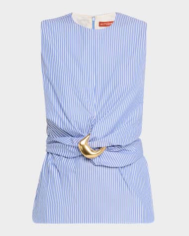 Altuzarra Tizzy Striped Draped Sleeveless Top
