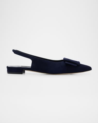 Manolo Blahnik Maylura Suede Slingback Ballerina Flats