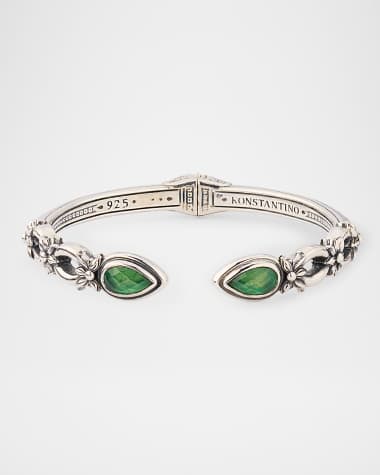 Konstantino Ivy Rock Crystal, Aventurine and MOP Triplet Cuff Bracelet