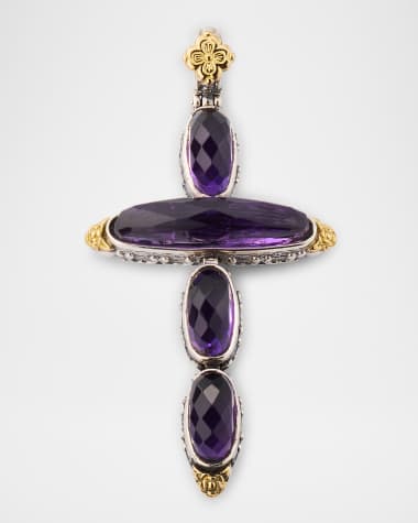 Konstantino Kyma Amethyst and Quartz Doublet Cross Pendant