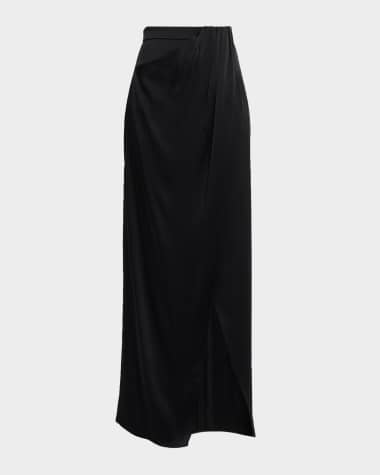 LAPOINTE Satin Wrap Maxi Skirt