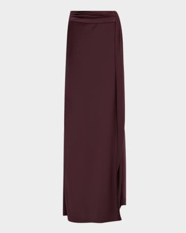 LAPOINTE Lightweight Satin Asymmetric Maxi Skirt