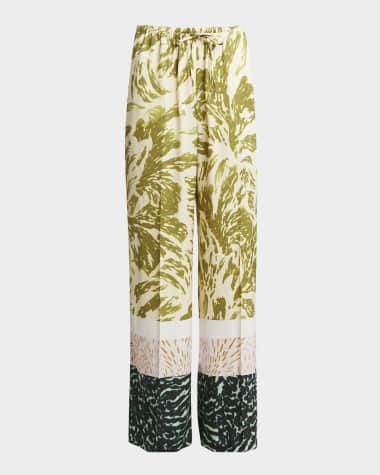 Dries Van Noten Puvis Long Printed Drawstring Pants
