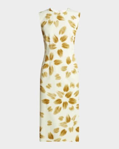 Dries Van Noten Delavina Printed Sheath Midi Dress