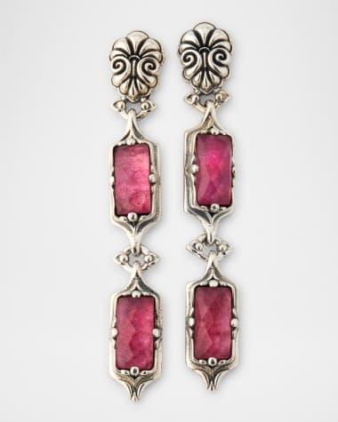 Konstantino Ivy Rock Crystal, Strawberry Quartz and MOP Linear Earrings