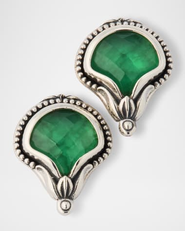 Konstantino Ivy Rock Crystal, Aventurine and MOP Triplet Stud Earrings