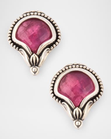 Konstantino Ivy Rock Crystal, Strawberry Quartz and MOP Stud Earrings