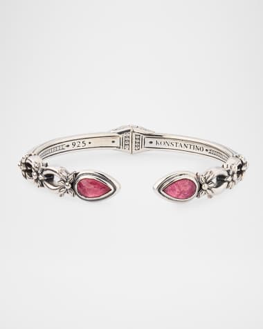 Konstantino Ivy Rock Crystal, Strawberry Quartz and MOP Triplet Cuff Bracelet