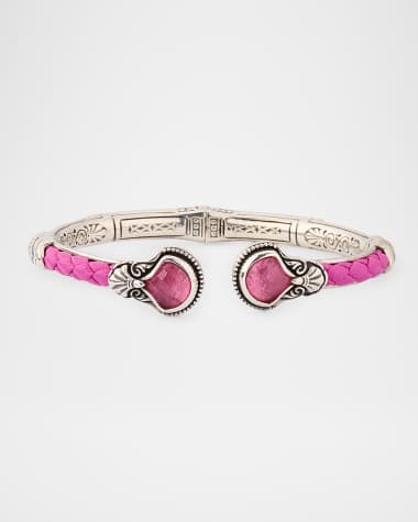 Konstantino Ivy Rock Crystal, Strawberry Quartz and MOP Cuff Bracelet