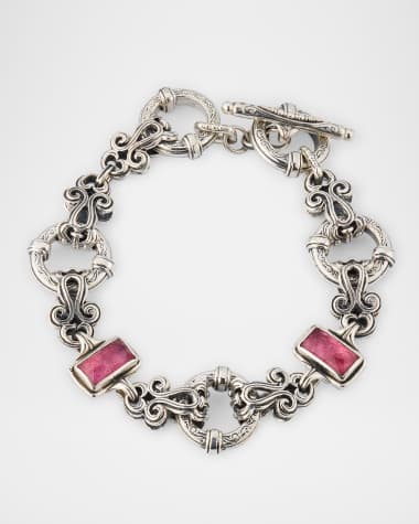 Konstantino Ivy Rock Crystal, Strawberry Quartz and MOP Bracelet