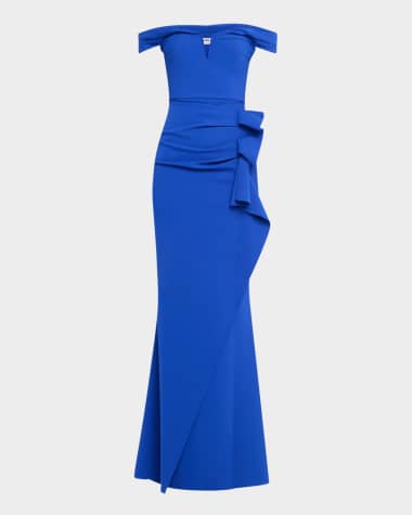 Chiara Boni La Petite Robe Off-Shoulder Ruffle Mermaid Gown